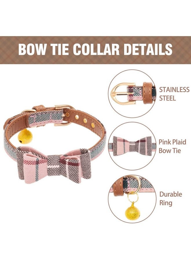 كولتيل طقم طوق ومقود للكلاب الصغيرة من KOOLTAIL مع ربطة عنق وأجراس - طوق ومقود للجراء للإناث/الذكور بنمط منقوش كلاسيكي متناسق، ومقود من الجلد الناعم للكلاب الصغيرة للأولاد والبنات باللون الوردي المنقوش - Image 3