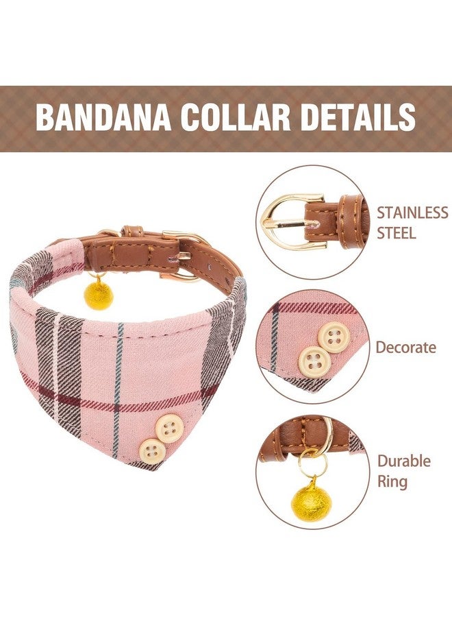 كولتيل طقم طوق ومقود للكلاب الصغيرة من KOOLTAIL مع ربطة عنق وأجراس - طوق ومقود للجراء للإناث/الذكور بنمط منقوش كلاسيكي متناسق، ومقود من الجلد الناعم للكلاب الصغيرة للأولاد والبنات باللون الوردي المنقوش - Image 2