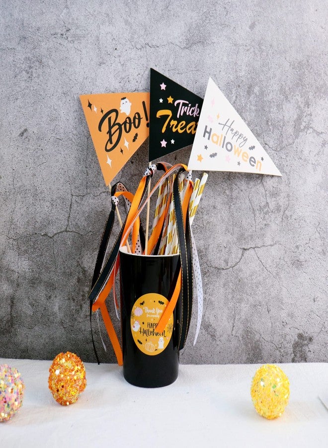 Ercadio 6 Pack Halloween Pennant Paper Flags Halloween Boo Ghost Triangle Flags with Ribbons Hand Held Hallo Paper Pennant for Hallo Party Celebration Party Decoration Supplies - Image 4