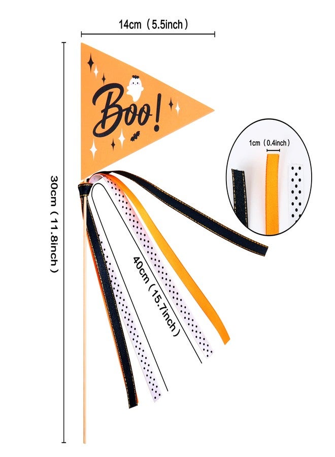 Ercadio 6 Pack Halloween Pennant Paper Flags Halloween Boo Ghost Triangle Flags with Ribbons Hand Held Hallo Paper Pennant for Hallo Party Celebration Party Decoration Supplies - Image 2