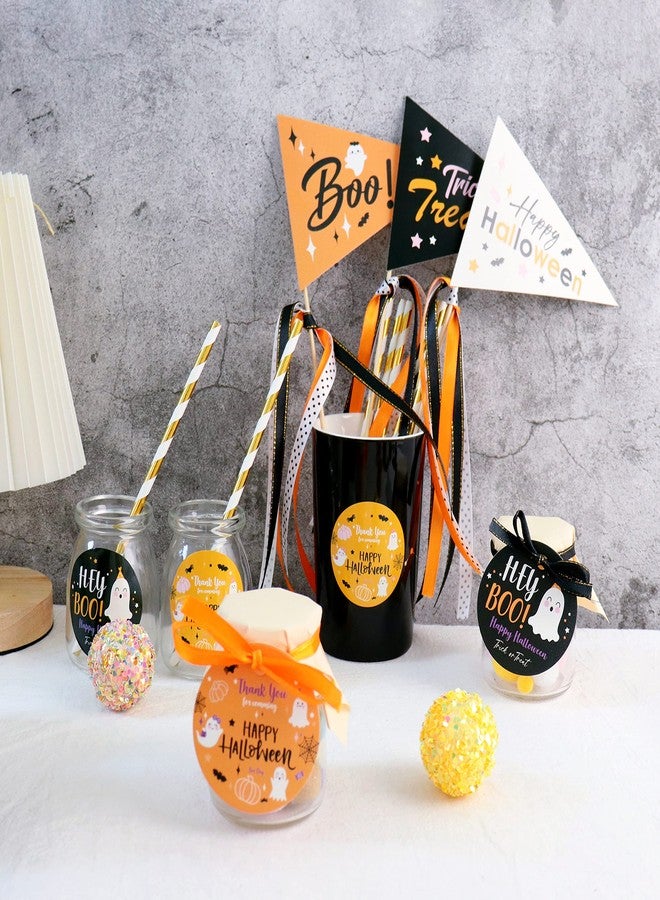Ercadio 6 Pack Halloween Pennant Paper Flags Halloween Boo Ghost Triangle Flags with Ribbons Hand Held Hallo Paper Pennant for Hallo Party Celebration Party Decoration Supplies - Image 5