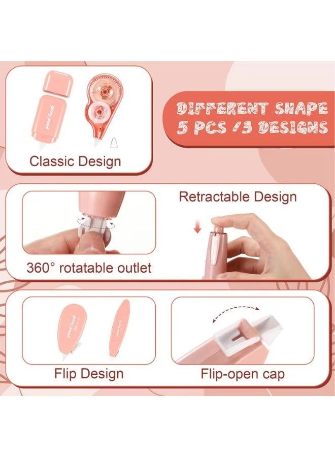 NIIMBOT 5Pcs White Out Correction Tape, Easy To Use Applicator for Instant Corrections, Cute Whiteout Correction Tape Pen Bulk for School, Office Supplies Pink - Image 3