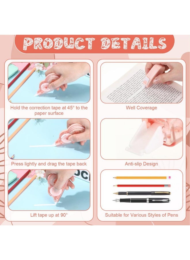 NIIMBOT 5Pcs White Out Correction Tape, Easy To Use Applicator for Instant Corrections, Cute Whiteout Correction Tape Pen Bulk for School, Office Supplies Pink - Image 2