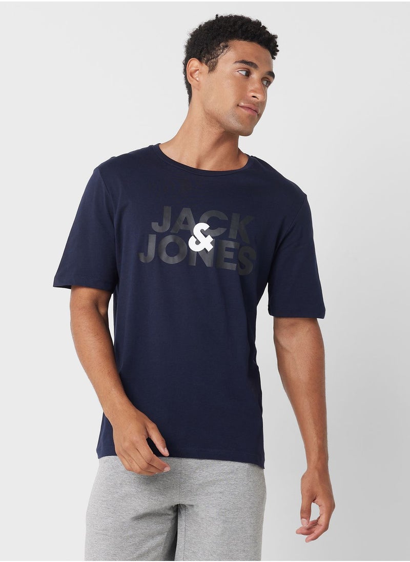 JACK & JONES - Logo Crew Neck T-Shirt & Shorts Set - Image 1