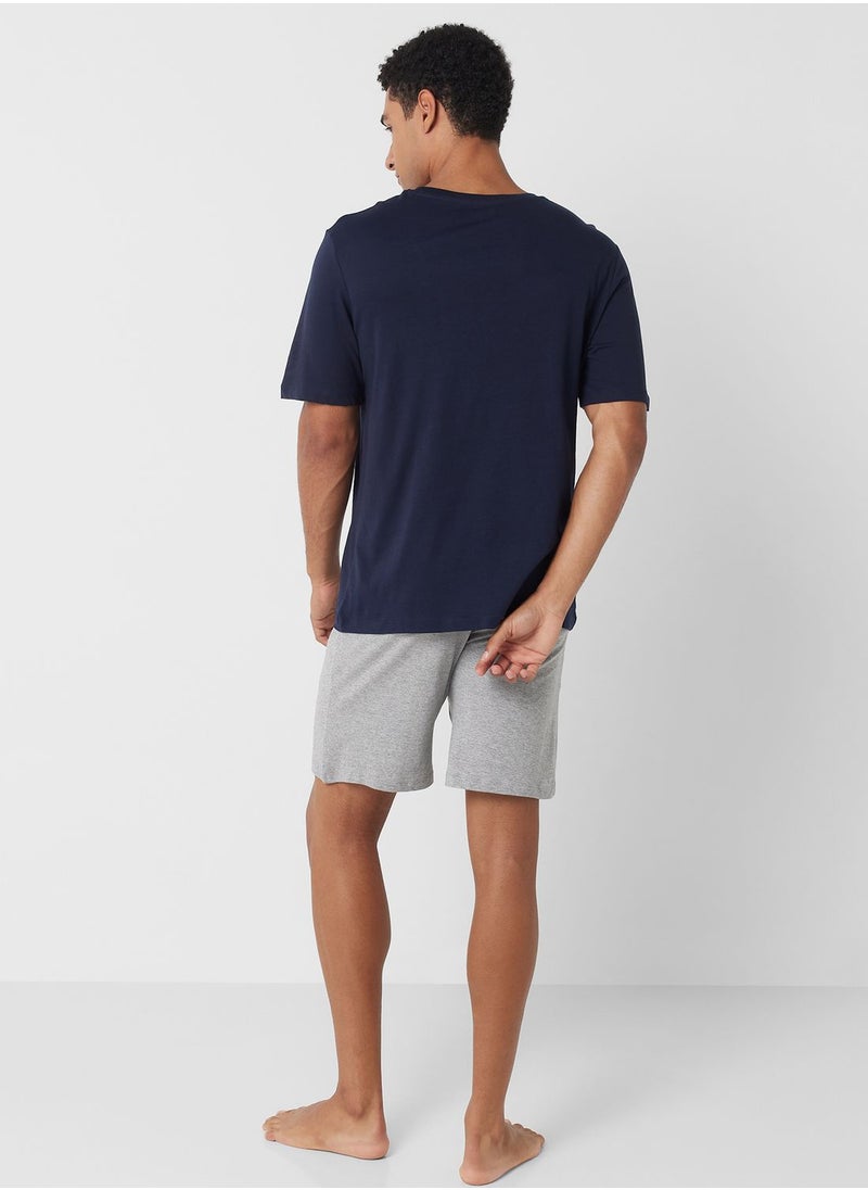 JACK & JONES - Logo Crew Neck T-Shirt & Shorts Set - Image 1
