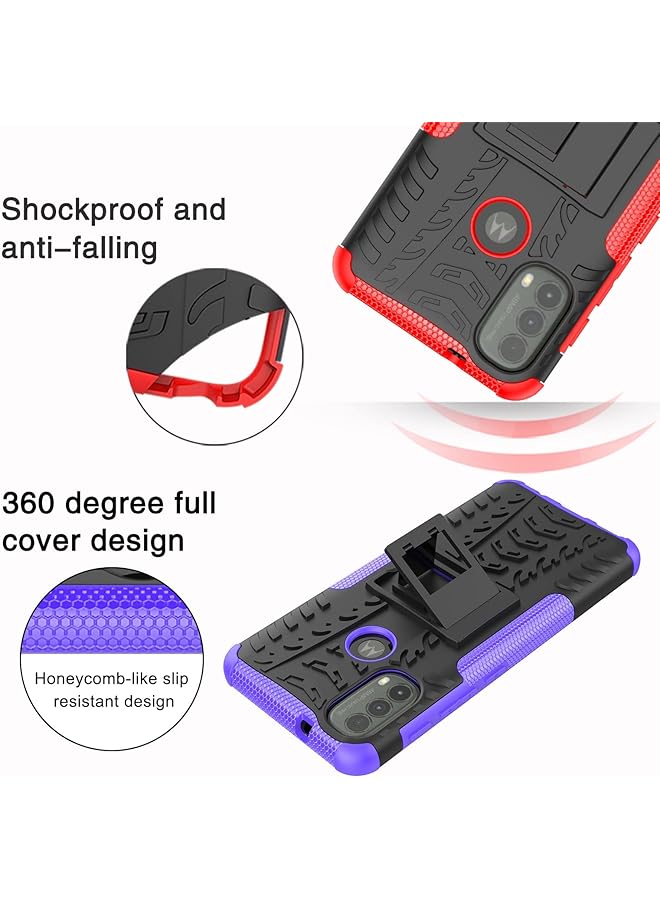 erorex For Motorola Moto E40 Motorola Moto E30 Case With Tempered Glass 2 Pieces Shockproof Heavy Duty Strong Durable Kick Stand Case Cover Moto E40 E30 Black 1 - Image 4