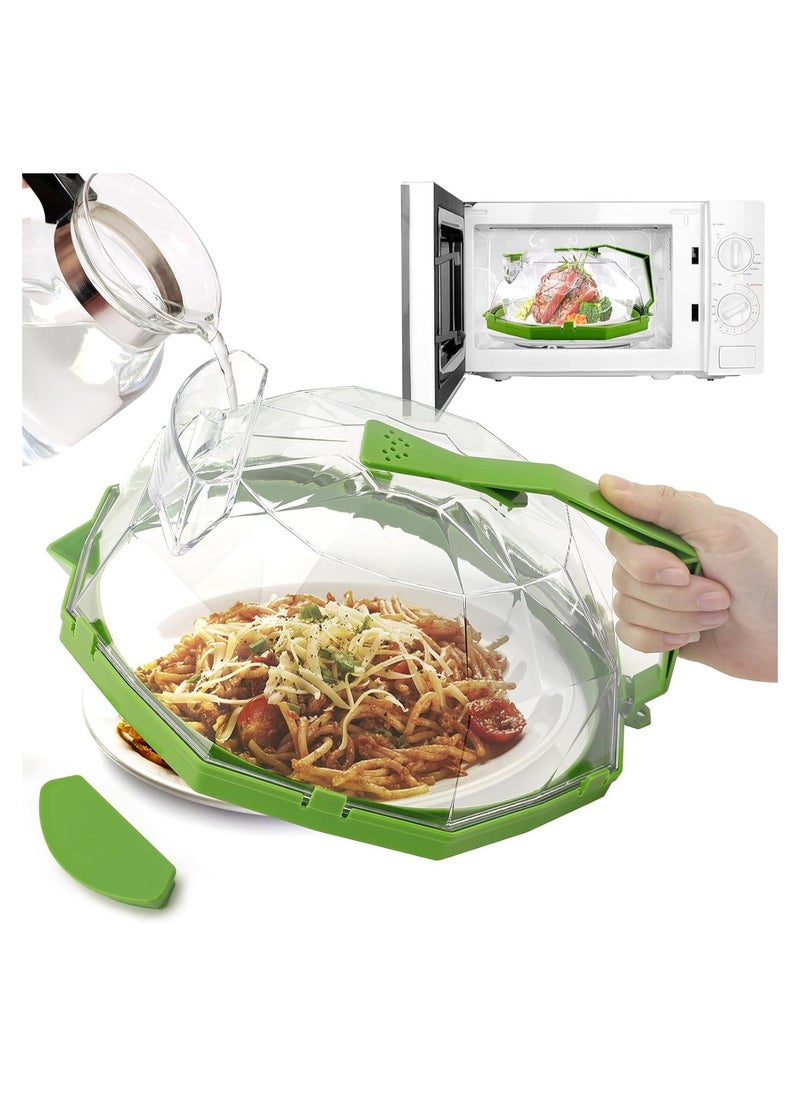 SYOSI Microwave Splatter Cover for Food Clear 10 Inch Microwave Splatter Cover with Water Storage Box Handle and Steam Vents Easy Grip BPA-Free Plate Cover Guard Lid Home Kitchen Essential Gadgets  - Image 1