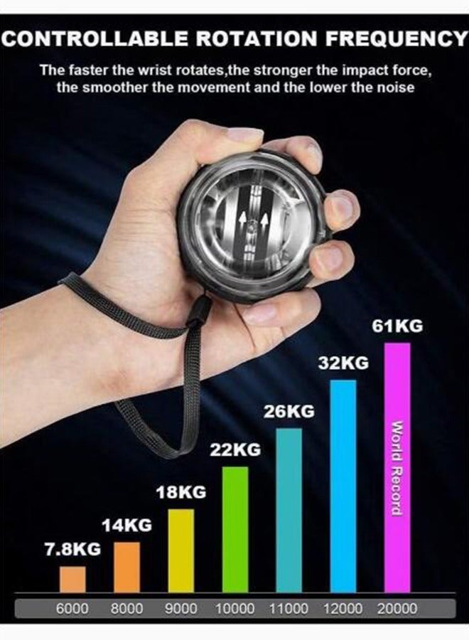 Generic Wrist Ball Trainer- SelfStarting Silent Centrifugal Gyro Power Ball for Finger Grip Arm Strength Training and Stress Relief with Colorful Lights and Wrist Rope  - Image 2
