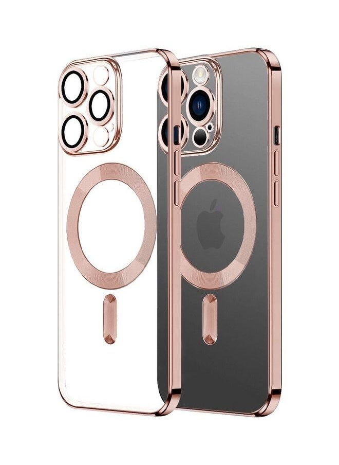 NIBEMINENT - MagSafe Case Magnetic Clear Soft TPU Plating Wireless Charging Compatible Shockproof Camera Lens Protection For Apple iPhone 14 Pro Max Rose Gold - Image 1