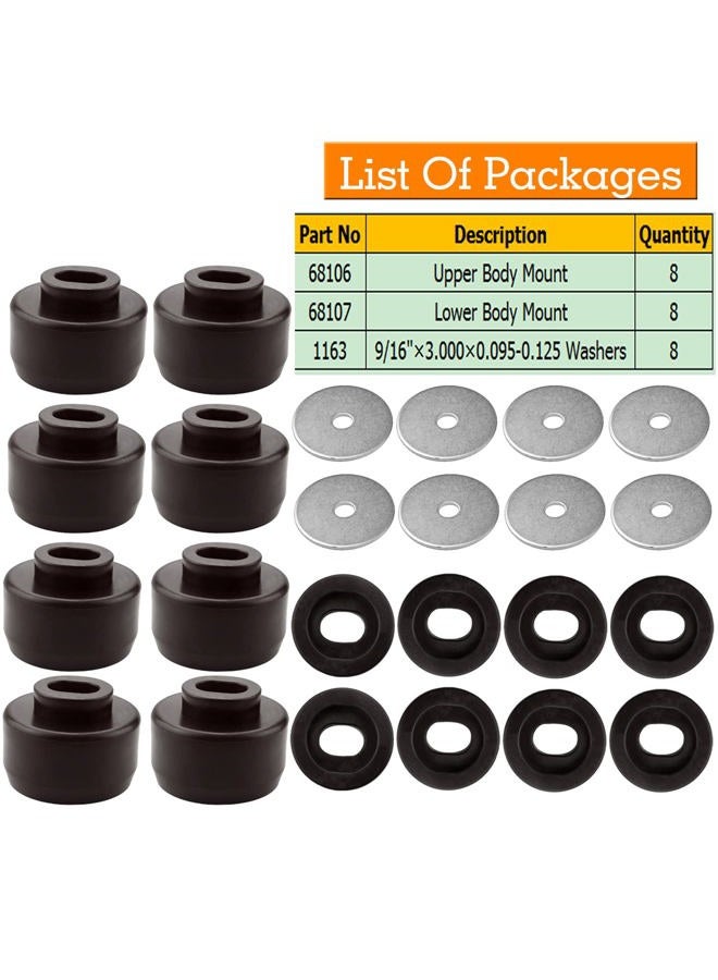Bentolin 7-141 Body Mount Bushing Kit Fits for 1999-2014 Chevy Silverado & Sierra 1500/2500 2WD/4WD Polyurethane Body Cab Mounts Black (24PCS) - Image 5