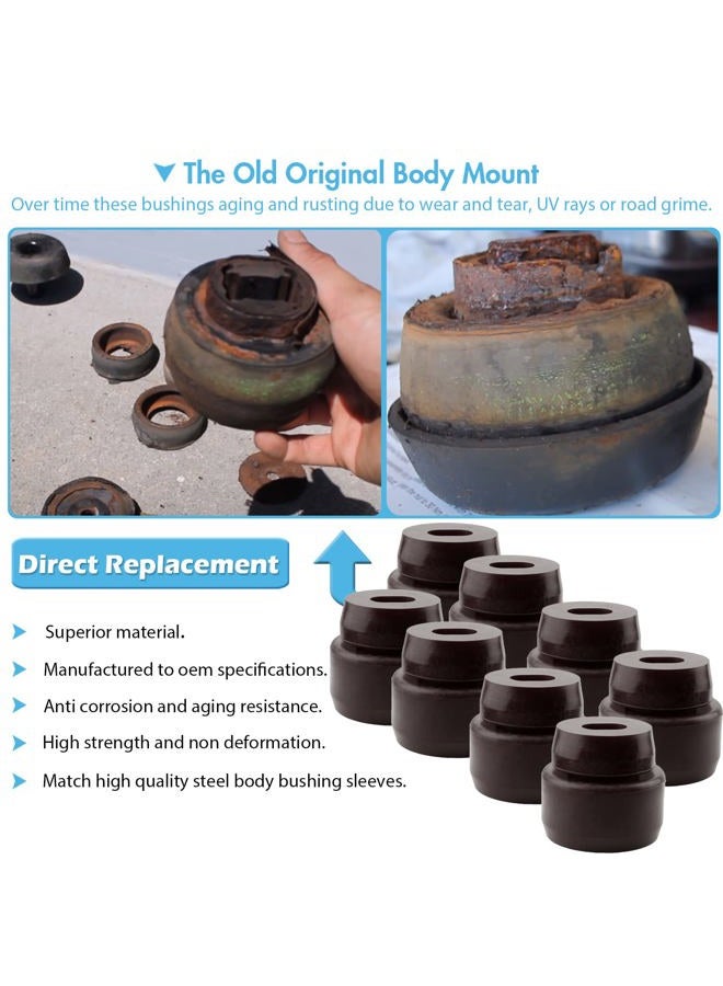 Bentolin 7-141 Body Mount Bushing Kit Fits for 1999-2014 Chevy Silverado & Sierra 1500/2500 2WD/4WD Polyurethane Body Cab Mounts Black (24PCS) - Image 2