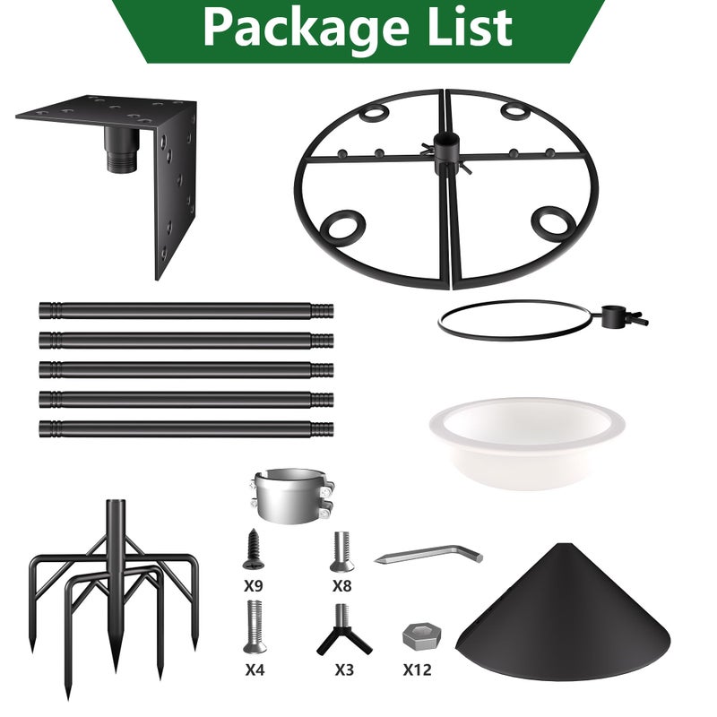 RINLAIN Bird Feeder Pole Stand,95 Inch House Pole for Outdoors Weather Station,Heavy Duty Metal Mount Kit Adjustable Multifunctional Bird Feeder Set - Image 5