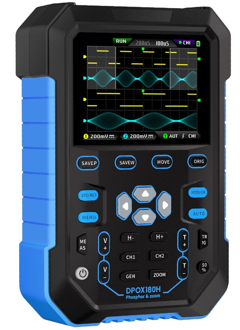 Excefore - Digital Oscilloscope, DPOX180H 2 Channels Digital Phosphor Oscilloscope, 2 in 1 Handheld Oscilloscope, DDS Signal Generator, 180Mhz Bandwidth 500MSa/s Sampling Rate, for Automobile Maintenance - Image 1