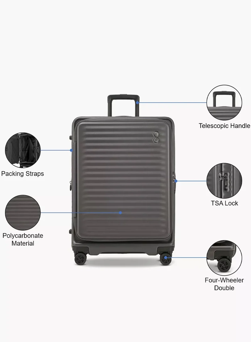 Echolac  Celestra FA+ Medium 66 Cm Hard Sided 4-Double Wheeled Cabin Luggage Trolley - Dark Grey  | Best Price UAE