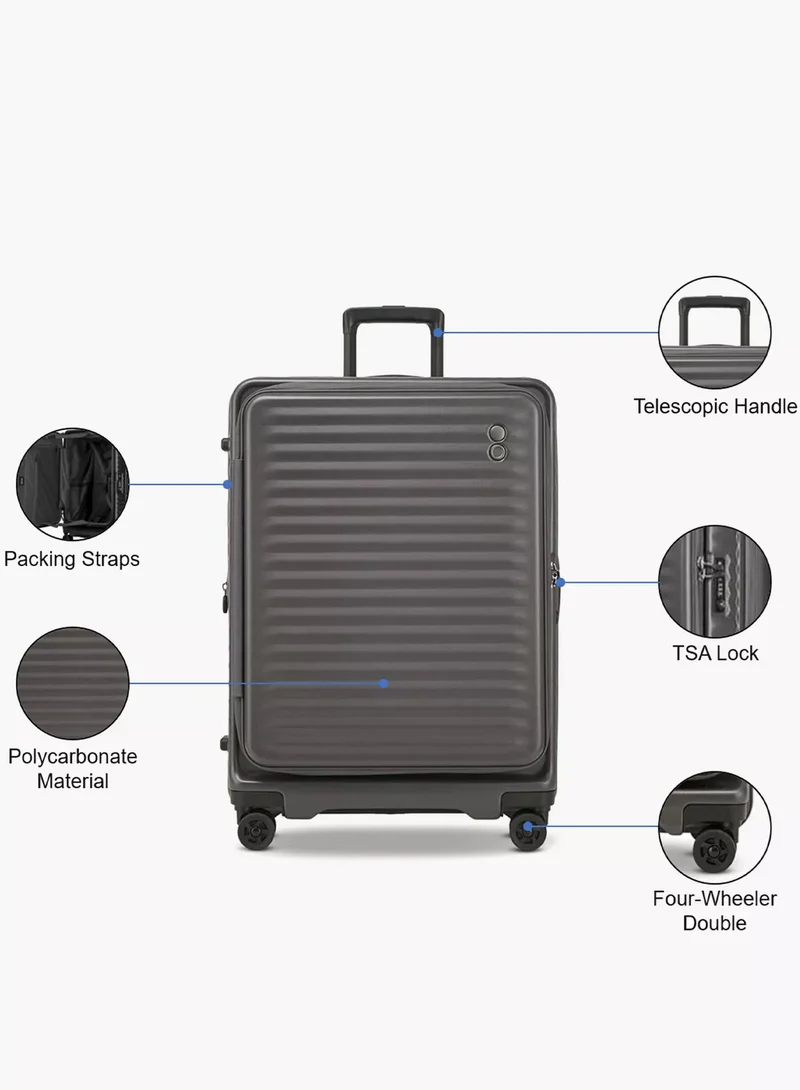 Echolac  Celestra FA+ Medium 66 Cm Hard Sided 4-Double Wheeled Cabin Luggage Trolley - Dark Grey  | Best Price UAE