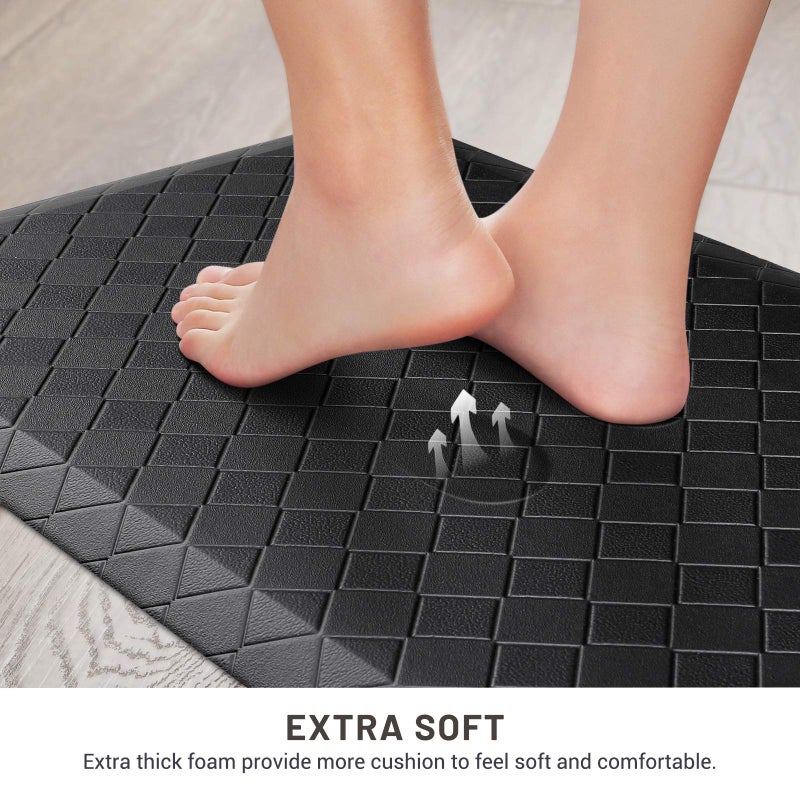 HappyTrends Kitchen Mat Cushioned Anti-Fatigue Kitchen Rug,17.3"x39",Thick Waterproof Non-Slip Kitchen Mats and Rugs Heavy Duty Ergonomic Comfort Rug for Kitchen,Floor,Office,Sink,Laundry,Black - Image 4