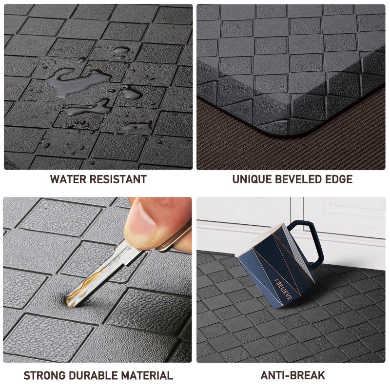 HappyTrends Kitchen Mat Cushioned Anti-Fatigue Kitchen Rug,17.3"x39",Thick Waterproof Non-Slip Kitchen Mats and Rugs Heavy Duty Ergonomic Comfort Rug for Kitchen,Floor,Office,Sink,Laundry,Black - Image 3