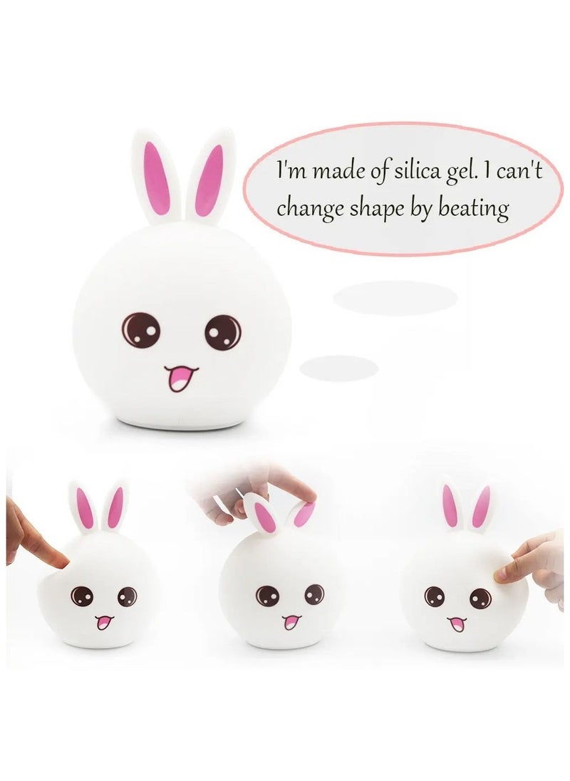 جاجيك Cute Rabbit Silicone Touch Sensor Night Light – Rechargeable Color Changing LED Lamp with Soft Breathing Light for Kids Bedroom, Nursery, and Ambient Home Lighting  - Image 5