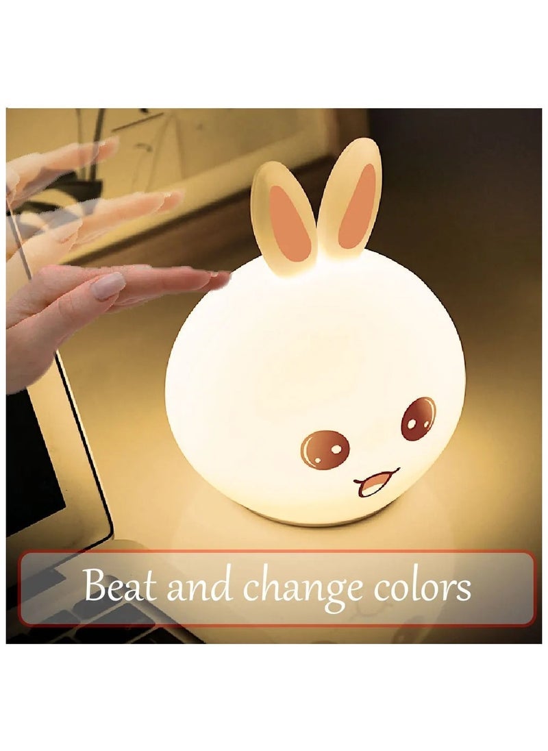 جاجيك Cute Rabbit Silicone Touch Sensor Night Light – Rechargeable Color Changing LED Lamp with Soft Breathing Light for Kids Bedroom, Nursery, and Ambient Home Lighting  - Image 3