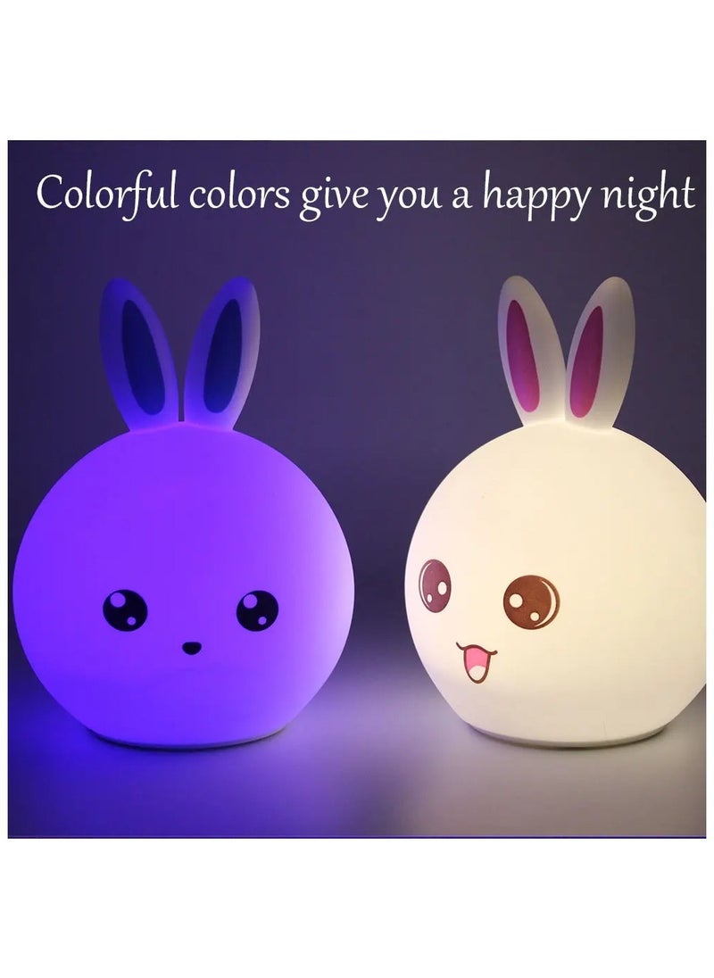 جاجيك Cute Rabbit Silicone Touch Sensor Night Light – Rechargeable Color Changing LED Lamp with Soft Breathing Light for Kids Bedroom, Nursery, and Ambient Home Lighting  - Image 4