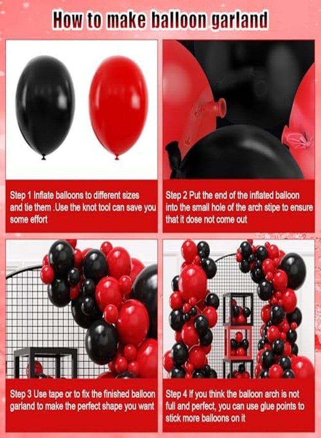 YMSZ Red and Black Balloons, Black and Red Balloons Garland Arch Kit with Different Size for Birthday, New Years, BBQ Casino, Graduation and Anniversary Decorations Supplies（No Box） - Image 3
