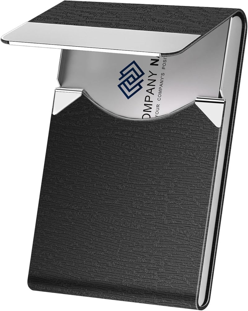 DMFLY Business Card Holder with Ultra Slim Design, Business Card Case with Premium PU Leather, Suit Pocket Metal Card Holder for Women/Men, Magnetic Closure Quick Access Cards - Image 1