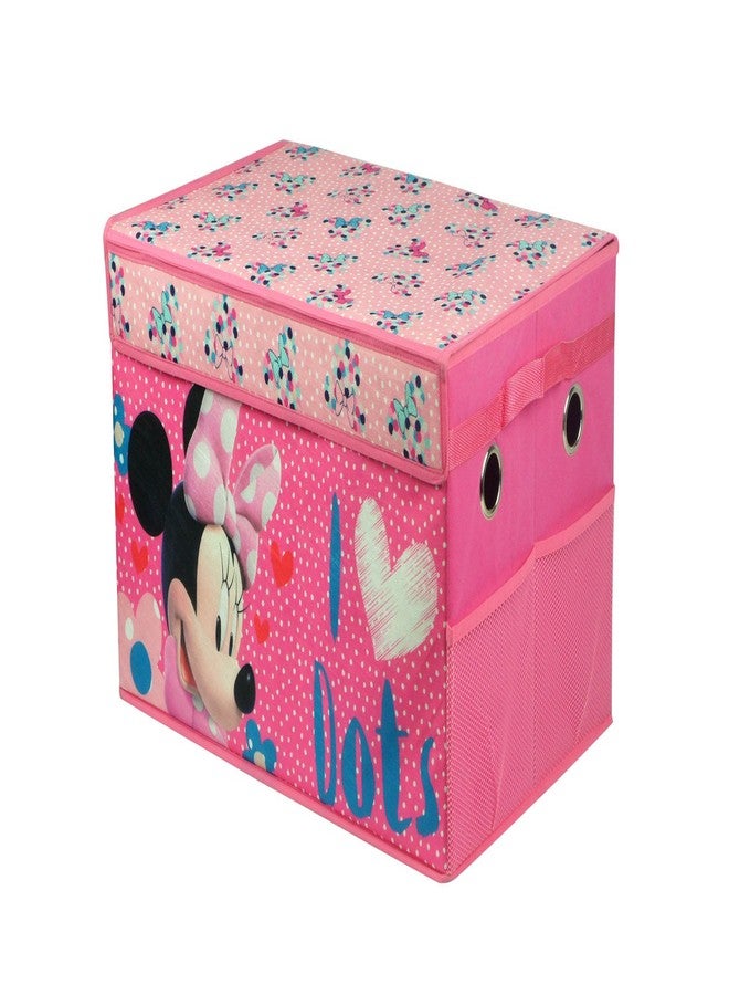 Idea Nuova Disney Minnie Mouse Collapsible Storage Trunk with Lid and Mesh Side Pockets and Carry Handles 22.25"L x 14.15"W x 13.5"H - Image 1