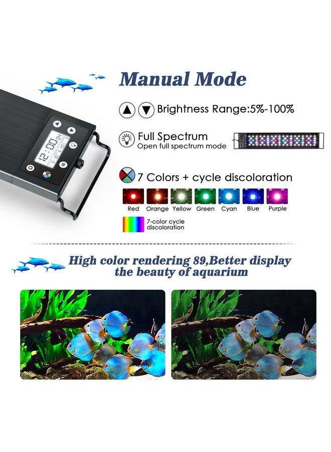 AQQA Aquarium Light,Multi-Function Fish Tank Led Light 24/7 DIY Auto On Off + Night Mode + Day Mode + Full Spectrum + 7 Colors,Adjustable Brightness Waterproof with Timer for Freshwater 30W - Image 4