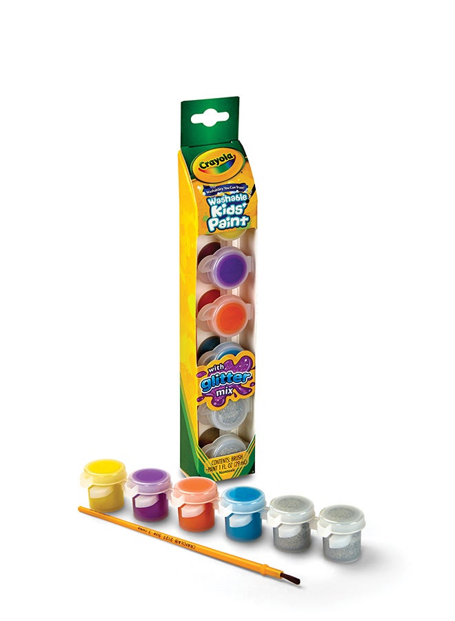 Crayola 6 ct. Washable Kids' Paint Pots, Glitter Effects - Image 4