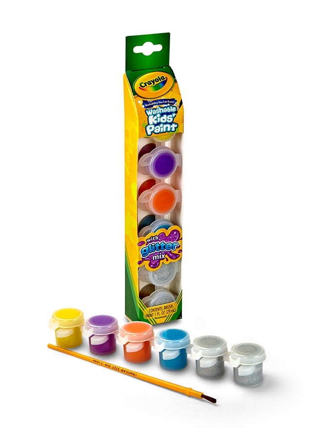 Crayola 6 ct. Washable Kids' Paint Pots, Glitter Effects - Image 1