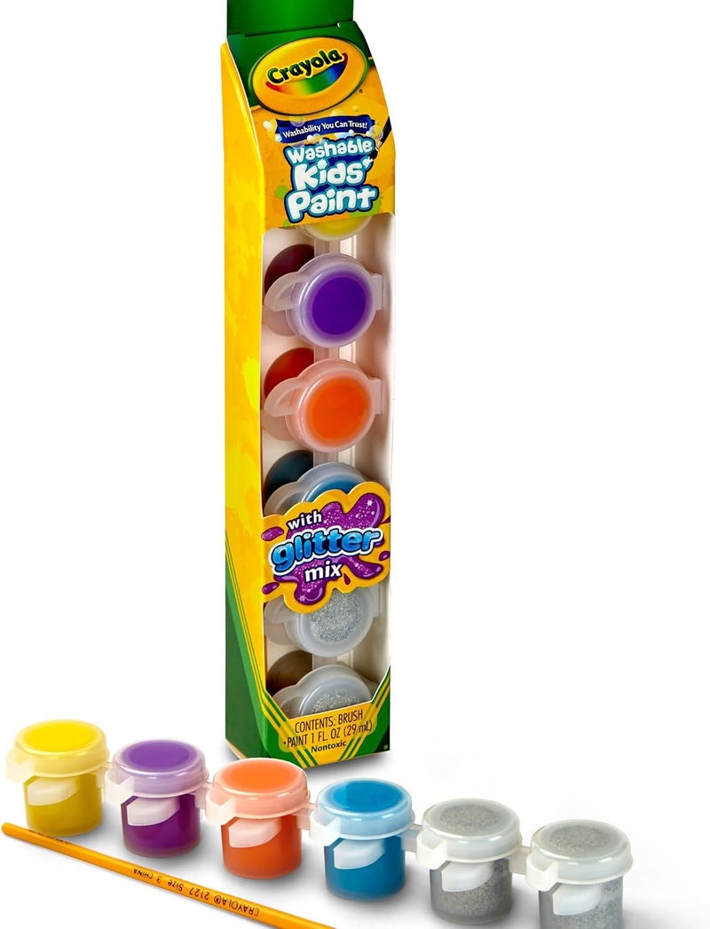 Crayola 54-0100 6 Ct. Washable Kids' Paint Pots, Glitter Effects - Image 2