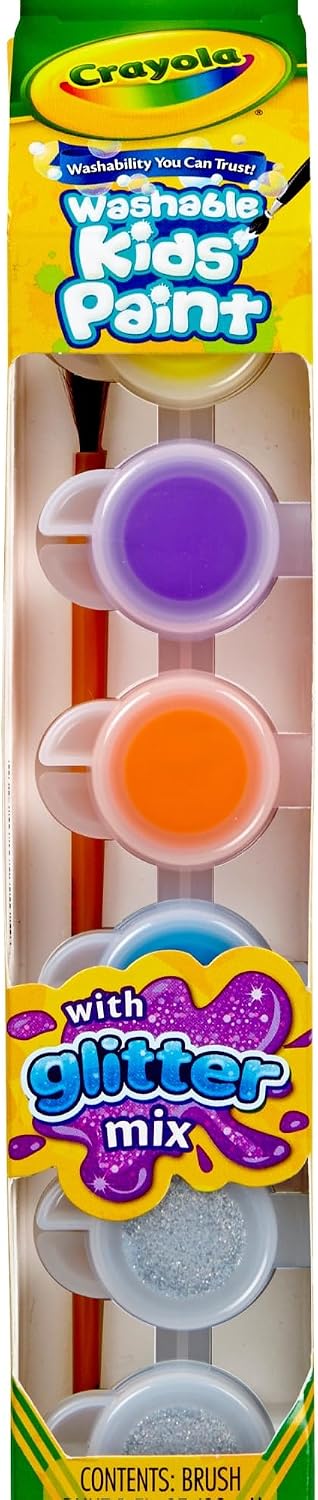 Crayola 54-0100 6 Ct. Washable Kids' Paint Pots, Glitter Effects - Image 1