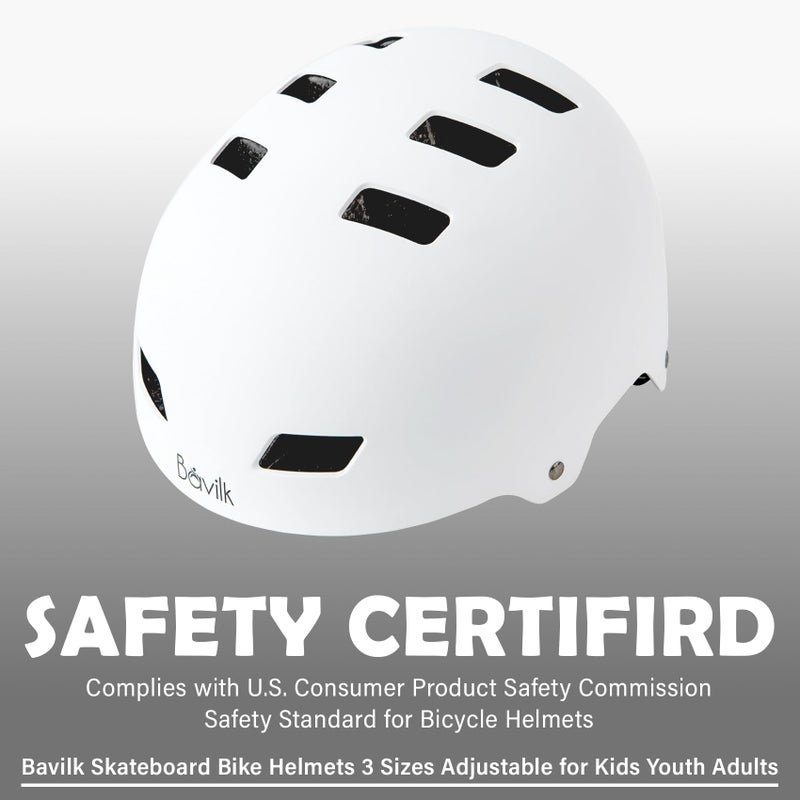 Bavilk Bike Helmet 3 Sizes for Teenager Kids Youth Adults,Bavilk Skateboard Helmet Adjustable Multi-Sport Bicycle Cycling Scooter Roller Skate Inline Skating Rollerblading for Girls Boys Women Men Teen - Image 2
