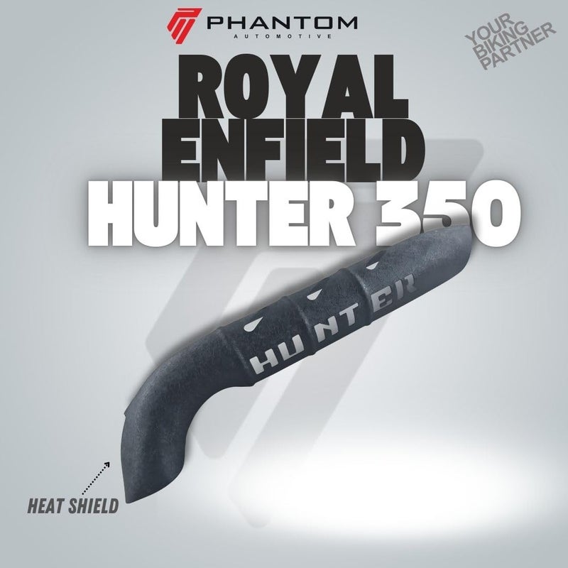 Phantom Premium Quality Royall Enfiielld Hunnter 350 Mild Steel Black Matte Finish Heat Shield– Heavy-Duty Exhaust Protector Guard - Image 2