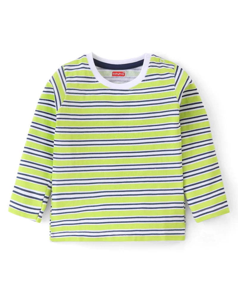 babyhug Babyhug 100% Cotton Knit Full Sleeves T-Shirt Pack of 3 with Bear Graphic - Multicolour