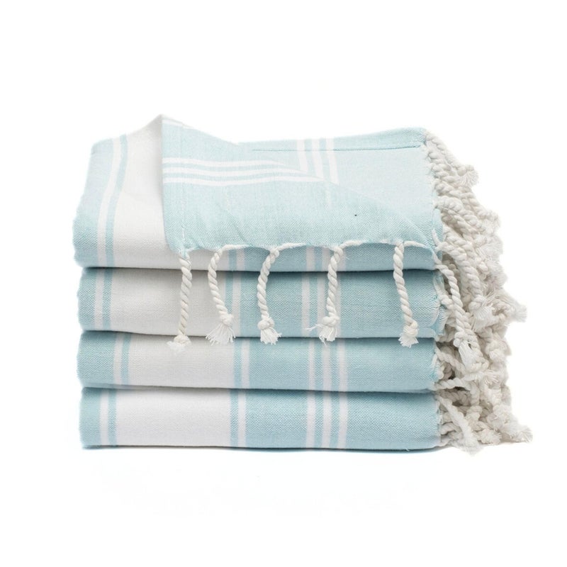9Threads Cotton Turkish Beach Towel Towels Oversized 36"x72" Pool Absorbent Extra Large Quick Dry Sand Travel Towel (Aqua Blue, 4 Pack) - Image 1