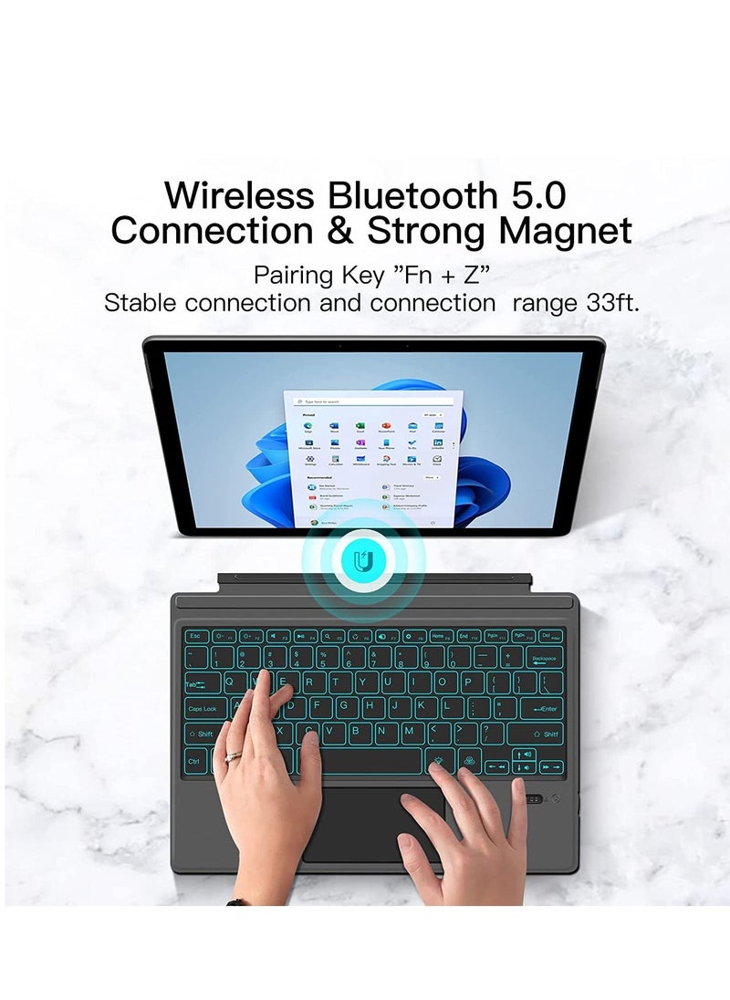 Type Cover for Microsoft Surface Pro 7/ Pro 7 Plus/Pro 6/ Pro 5/ Pro 4 12.3"/Pro 3, Portable Bluetooth 5.0 Wireless,Multi-Gesture Touchpad 7-Color Backlit Keyboard for Surface Pro 7/7+/6/5/4/3