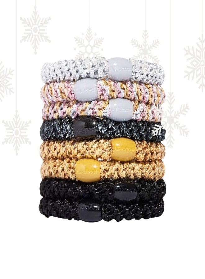 L. Erickson Black, Silver & Gold Hair Ties for Thick Hair, Grab & Go Ponytail Holders, 8 Pack, City Lights, Thick No-Crease Bands with Strong Hold and Damage-Free Design | L. Erickson - Image 1