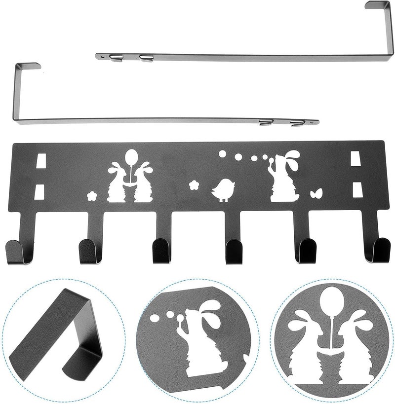 Garneck The Door Storage Hook Rack 6-Row Hanging Hooks Iron Organizer for Back Door Bathroom Kitchen, Punch-Free Space-Saving Home Storage Hanger - Image 5