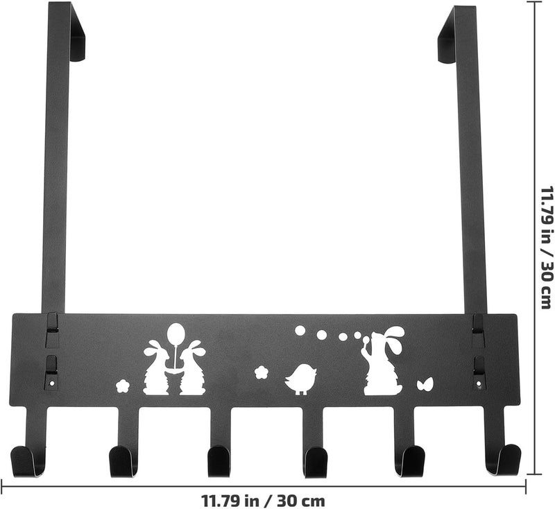 Garneck The Door Storage Hook Rack 6-Row Hanging Hooks Iron Organizer for Back Door Bathroom Kitchen, Punch-Free Space-Saving Home Storage Hanger - Image 2