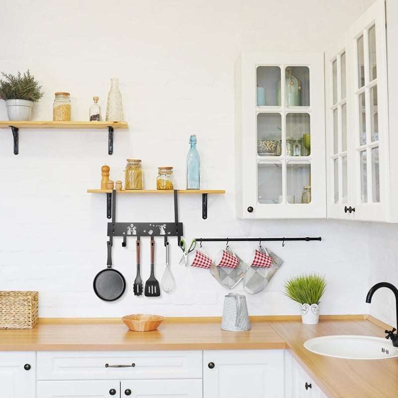 Garneck The Door Storage Hook Rack 6-Row Hanging Hooks Iron Organizer for Back Door Bathroom Kitchen, Punch-Free Space-Saving Home Storage Hanger - Image 4