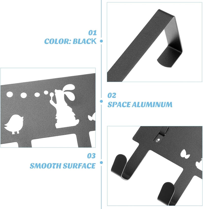 Garneck The Door Storage Hook Rack 6-Row Hanging Hooks Iron Organizer for Back Door Bathroom Kitchen, Punch-Free Space-Saving Home Storage Hanger - Image 3