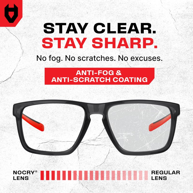 NoCry ANSI Z87.1 Clear Safety Glasses with Side Shields â€” Durable Anti Fog & Scratch Resistant Eye Protection Glasses or Men & Women â€” ANSI Z87 Rated Protective Eyewear with 100% UV Shielding for Work - Image 4