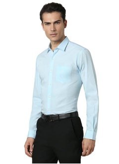 Peter England Peter England Slim Fit Small Ditsy Printed Full Sleeve Shirt Aqua  - Image 2