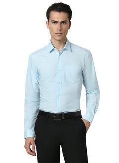 Peter England Peter England Slim Fit Small Ditsy Printed Full Sleeve Shirt Aqua  - Image 1