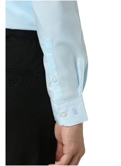 Peter England Peter England Slim Fit Small Ditsy Printed Full Sleeve Shirt Aqua  - Image 5