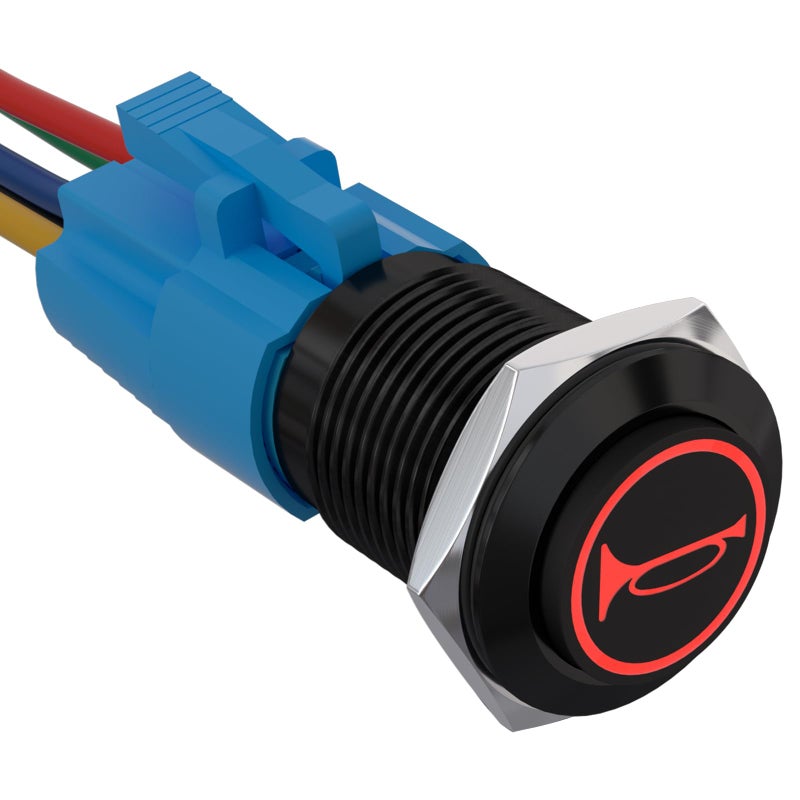 APIELE 19mm 12V Momentary Speaker Horn Push Button Toggle Switch 34 Mounting Hole 1NO 1NC SPDT with PreWiring Socket for Car Auto Motor Aluminium Alloy RedBlack Shell - Image 3