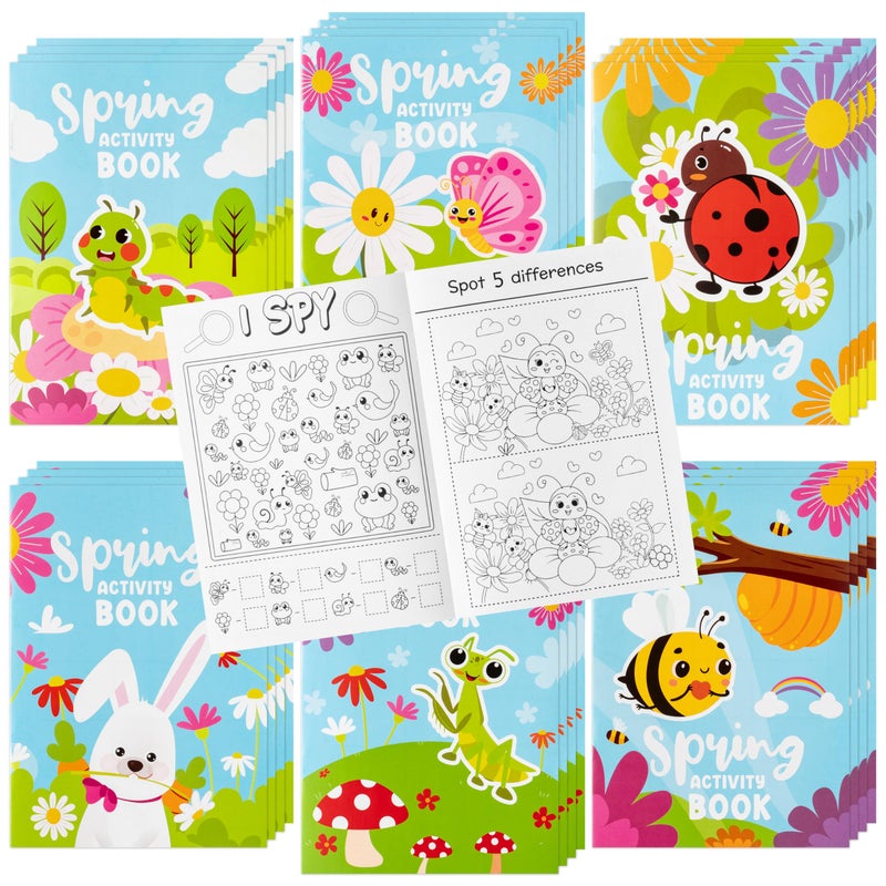 BWkoss 24Pcs Spring Activity Books for Kids Insect Floral Mini Games Coloring Book Set Bulk Mazes Word Search Word Scramble Games for Hello Spring Easter Party Goodie Bags Stuffer Classroom Favors - Image 3