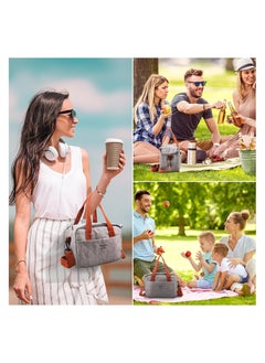 KASTWAVE Reusable Lunch Bags Stylish Insulated Lunch Bag for WomenMen Durable Lunch Tote with Adjustable Strap Ideal for Work Picnic and Beach Reusable Lunch Box with Thermal Insulation (Grey)  - Image 3