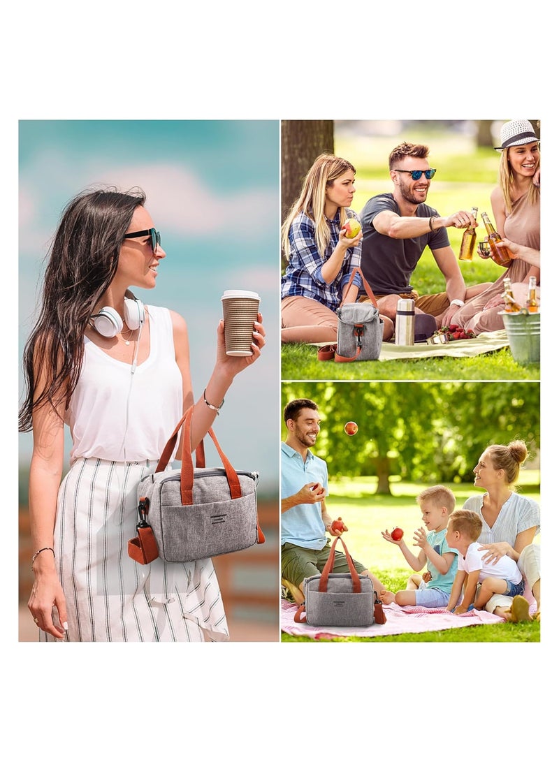 KASTWAVE Reusable Lunch Bags Stylish Insulated Lunch Bag for WomenMen Durable Lunch Tote with Adjustable Strap Ideal for Work Picnic and Beach Reusable Lunch Box with Thermal Insulation (Grey) - Image 3